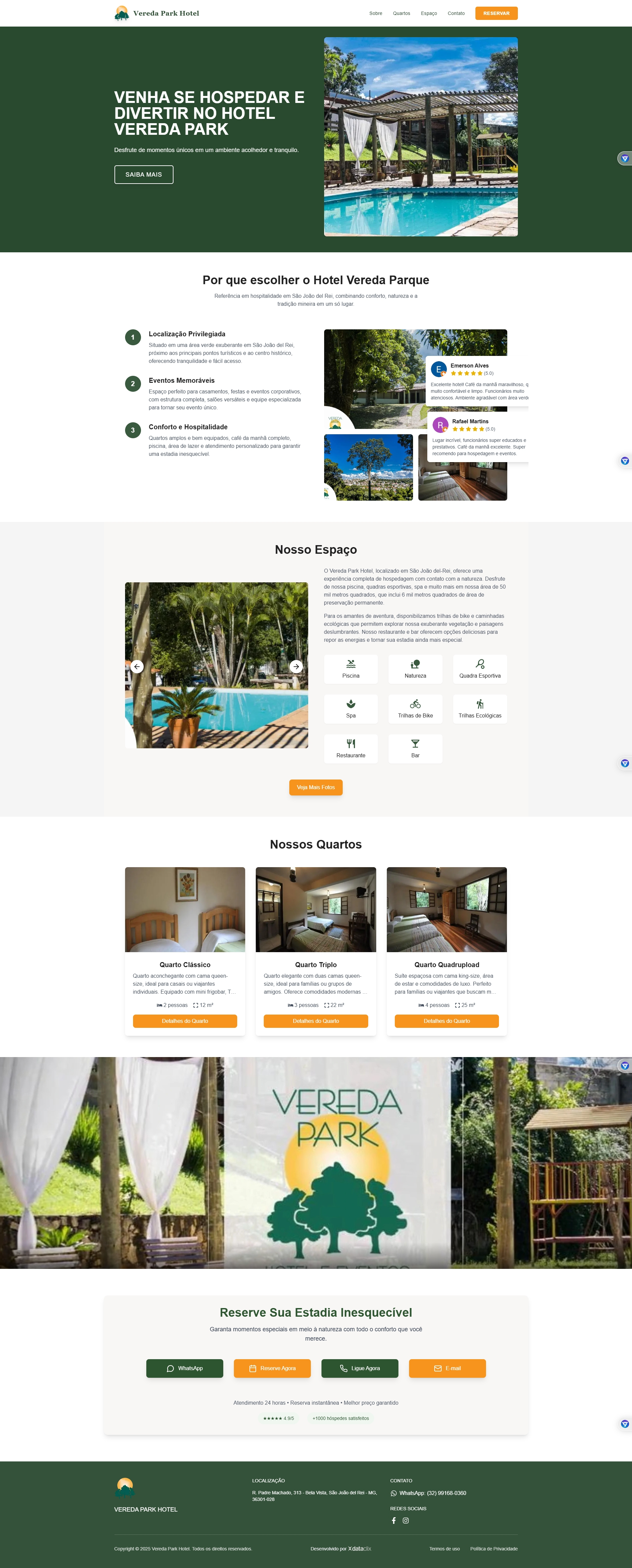 Website da Pousada Vereda